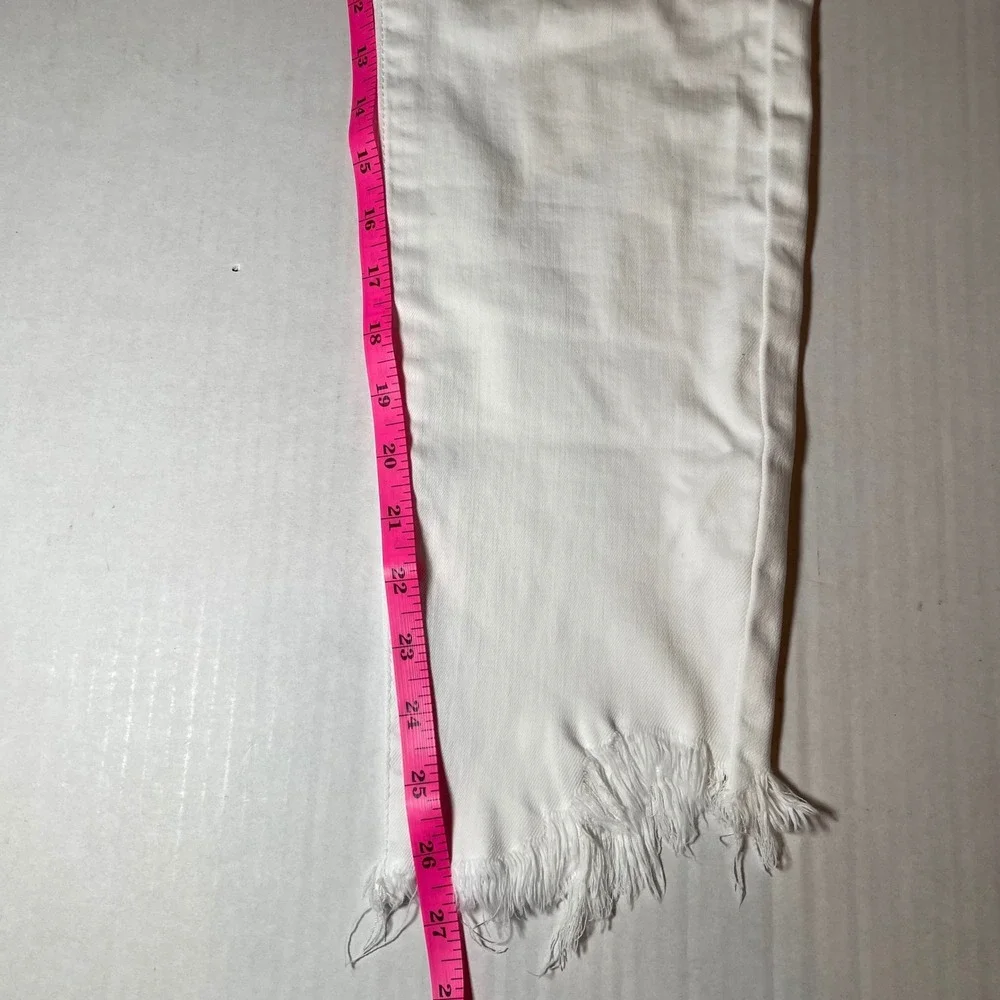 KanCan White Skinny Jeans Frayed High-Low Raw Hem Womens 11/29 Stretch Denim‎